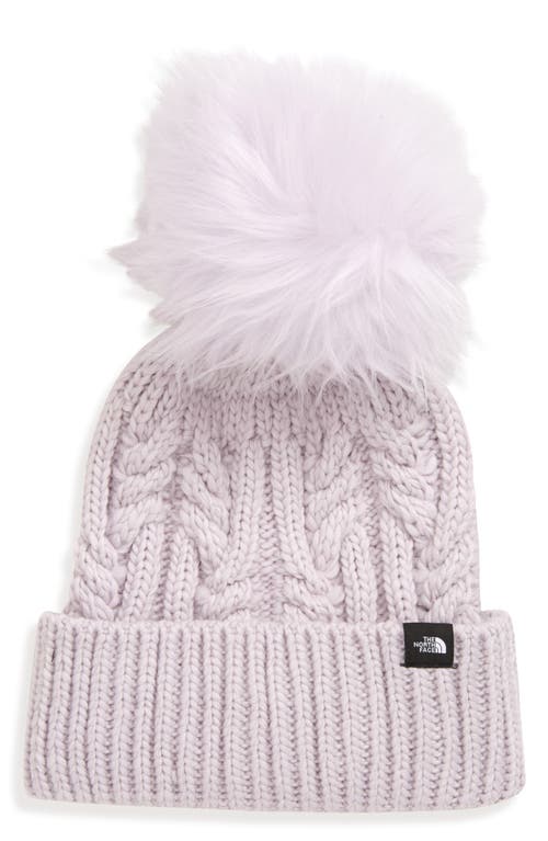 The North Face Kids Oh Mega Beanie with Faux Fur Pom in Lavender Fog