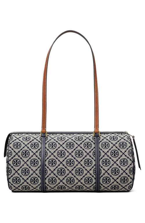 Shop Tory Burch T Monogram Canvas Barrel Bag In Tory Navy