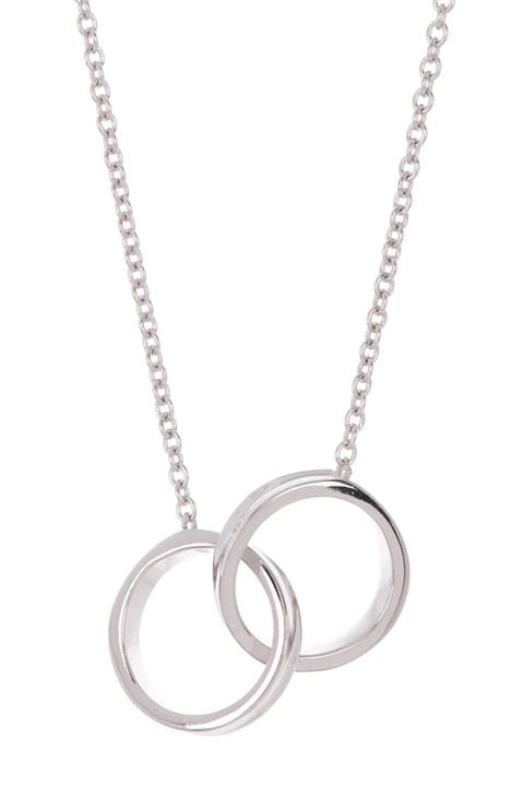 White Rhodium Plated Interlocking Ring Necklace