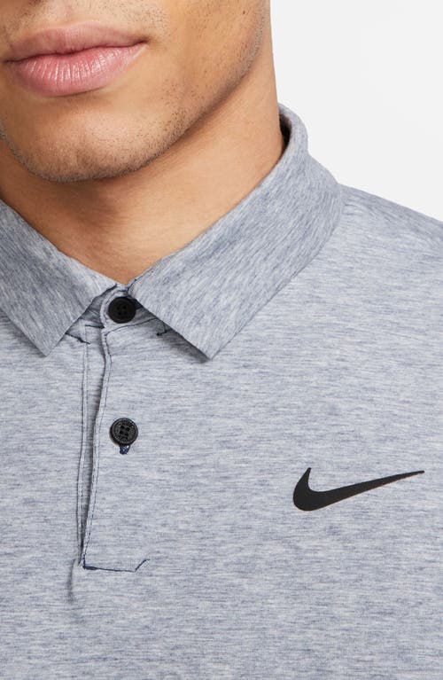 Shop Nike Golf Dri-fit Heathered Golf Polo In Midnight Navy/white