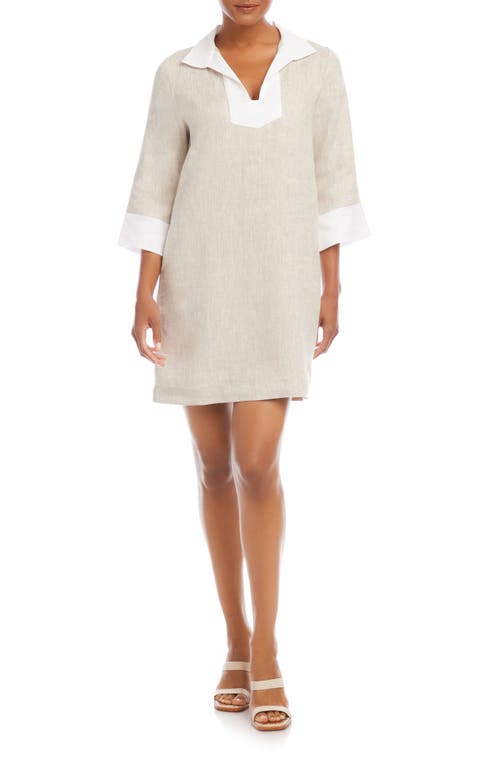 Karen Kane Contrast Trim Linen Shift Dress Oatmeal at Nordstrom,