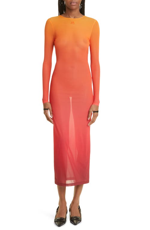 Courrèges Gradient Sunset Long Sleeve Second Skin Dress at Nordstrom,