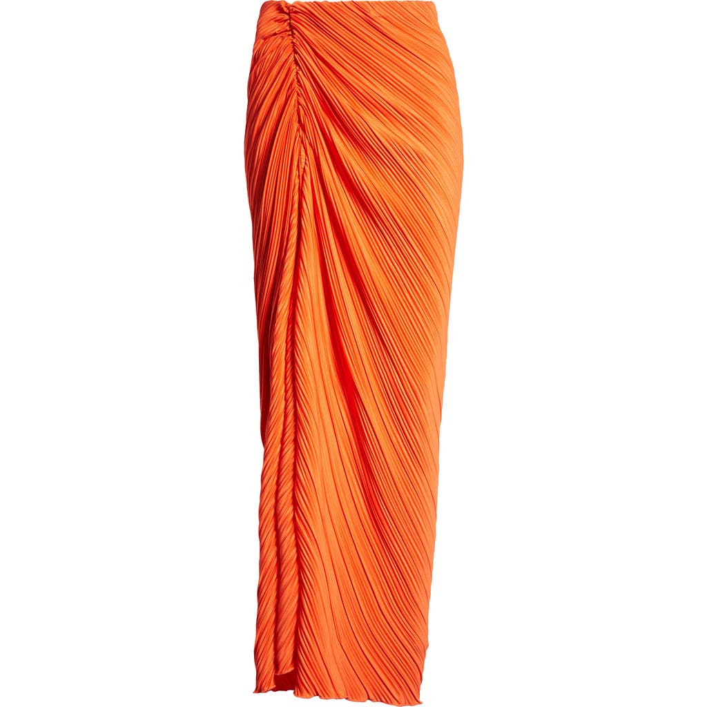 Good American Plissé Sarong Maxi Skirt In Orange