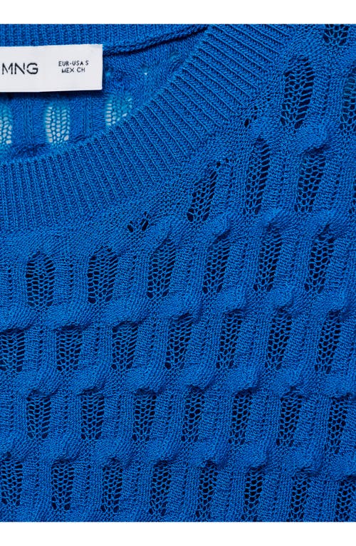 Mango Textured Elbow Sleeve Sweater In Vibrant Blue