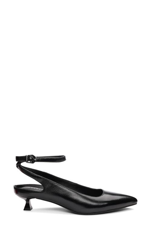 Sanctuary Magic Ankle Strap Pointed Toe Kitten Heel Pump In Black