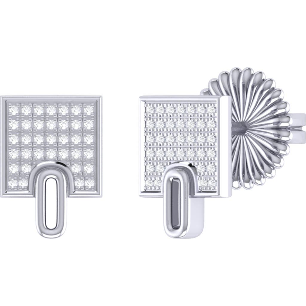 Luvmyjewelry Sidewalk Square Sterling Silver Diamond Stud Earring In Silver