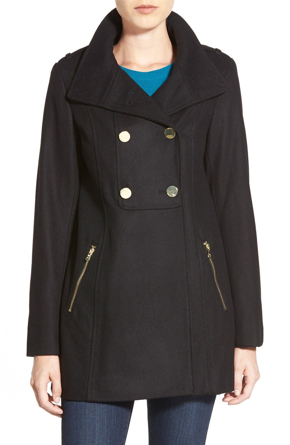 GUESS Double Breasted Wool Blend Swing Coat Nordstrom