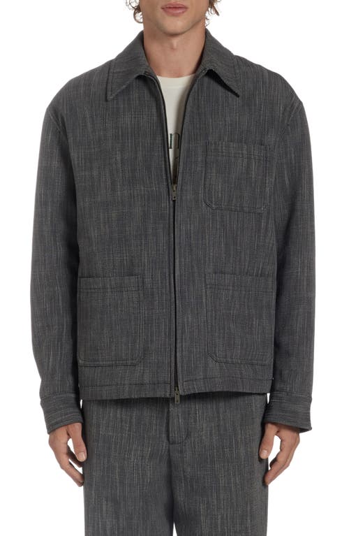 Journey Virgin Wool Blend Coach's Jacket in Grey/White