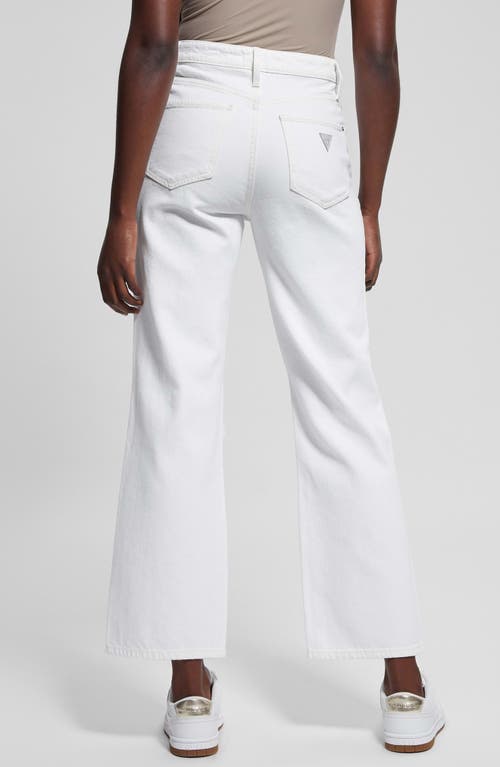 Shop Guess '90s Distressed High Waist Flare Jeans In Pure White