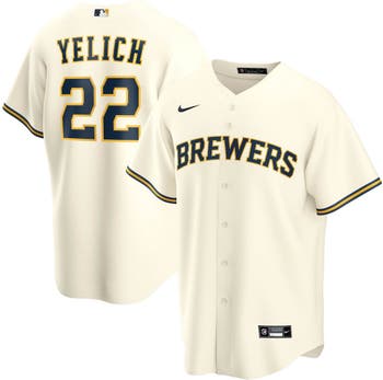 Youth Christian Yelich Navy Milwaukee Brewers Player Logo Jersey