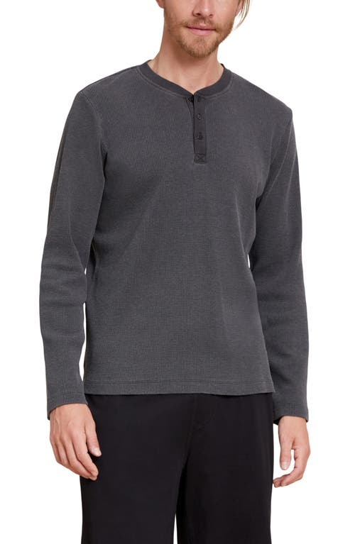 barefoot dreams Pigment Waffle Long Sleeve Henley in Carbon