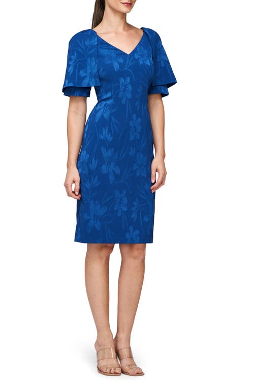 Shop Js Collections Trinity Floral Sheath Dress In Blue Quartz