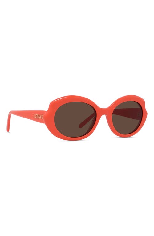 Shop Loewe Thin Mini 54mm Oval Sunglasses In Shiny Orange/brown