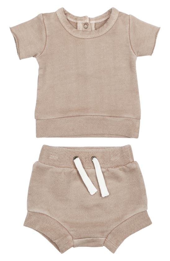 L'ovedbaby Babies' Organic Cotton T-shirt & Shorts Set In Oatmeal