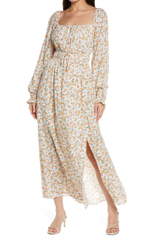 Lost + Wander Floral Long Sleeve Maxi Dress in Ivory Floral Stripe