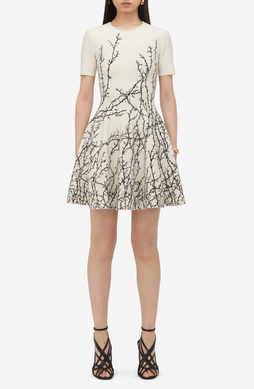 Shop Alexander Mcqueen Thorn Jacquard Fit & Flare Dress In Ivory/black