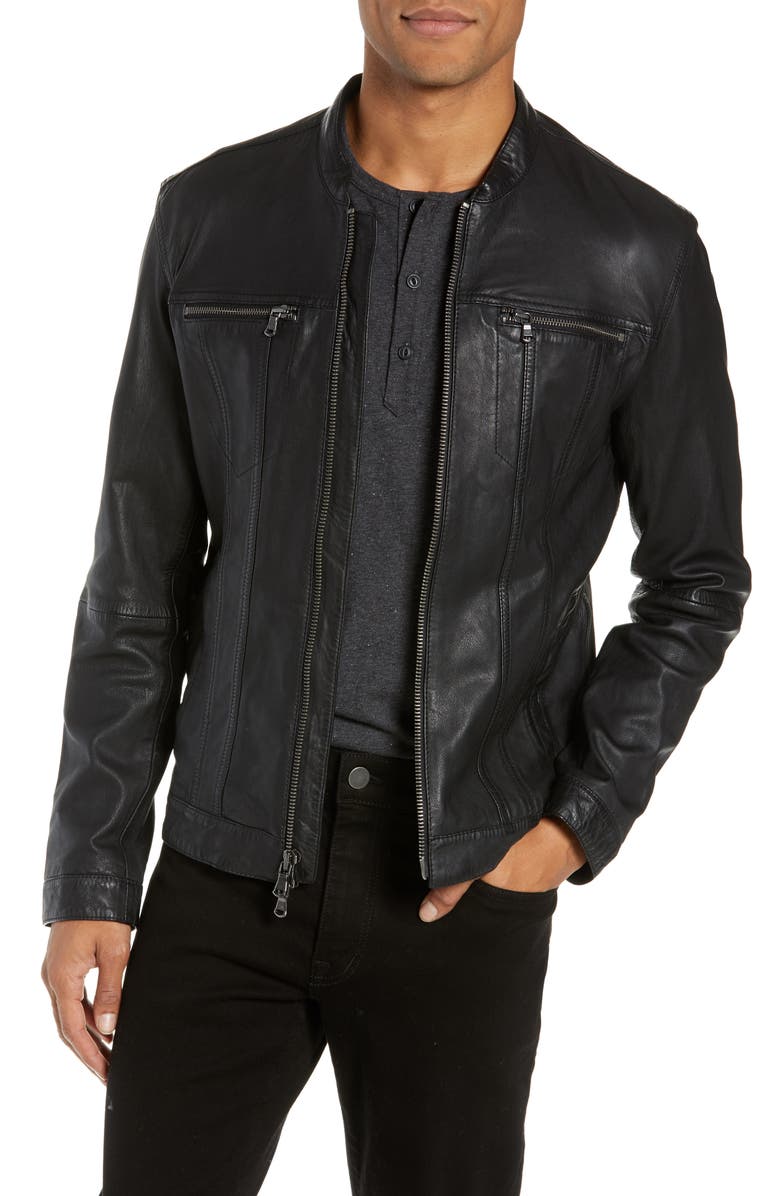 John Varvatos Star USA Regular Fit Leather Jacket | Nordstrom