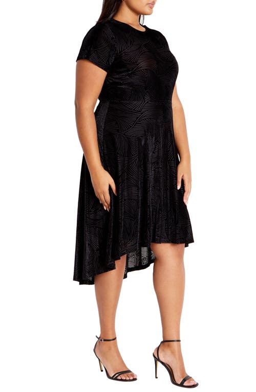 Shop City Chic Sienna Velvet Burnout High-low Dress In Black