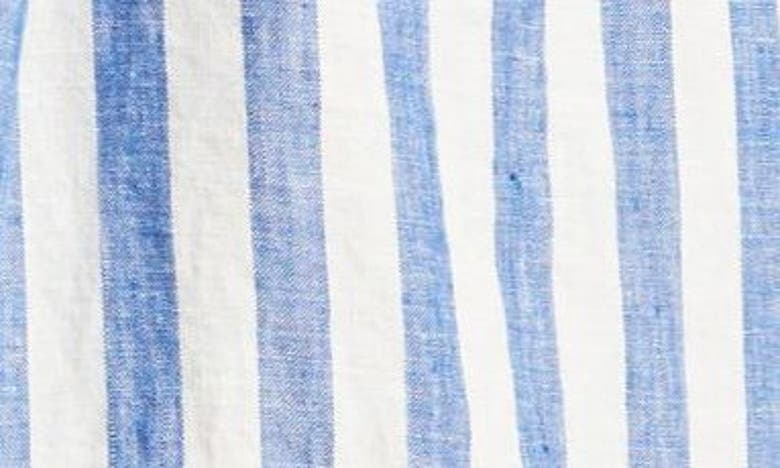 Shop Boden Petra Linen Midi Skirt In Cobalt Woven Stripe