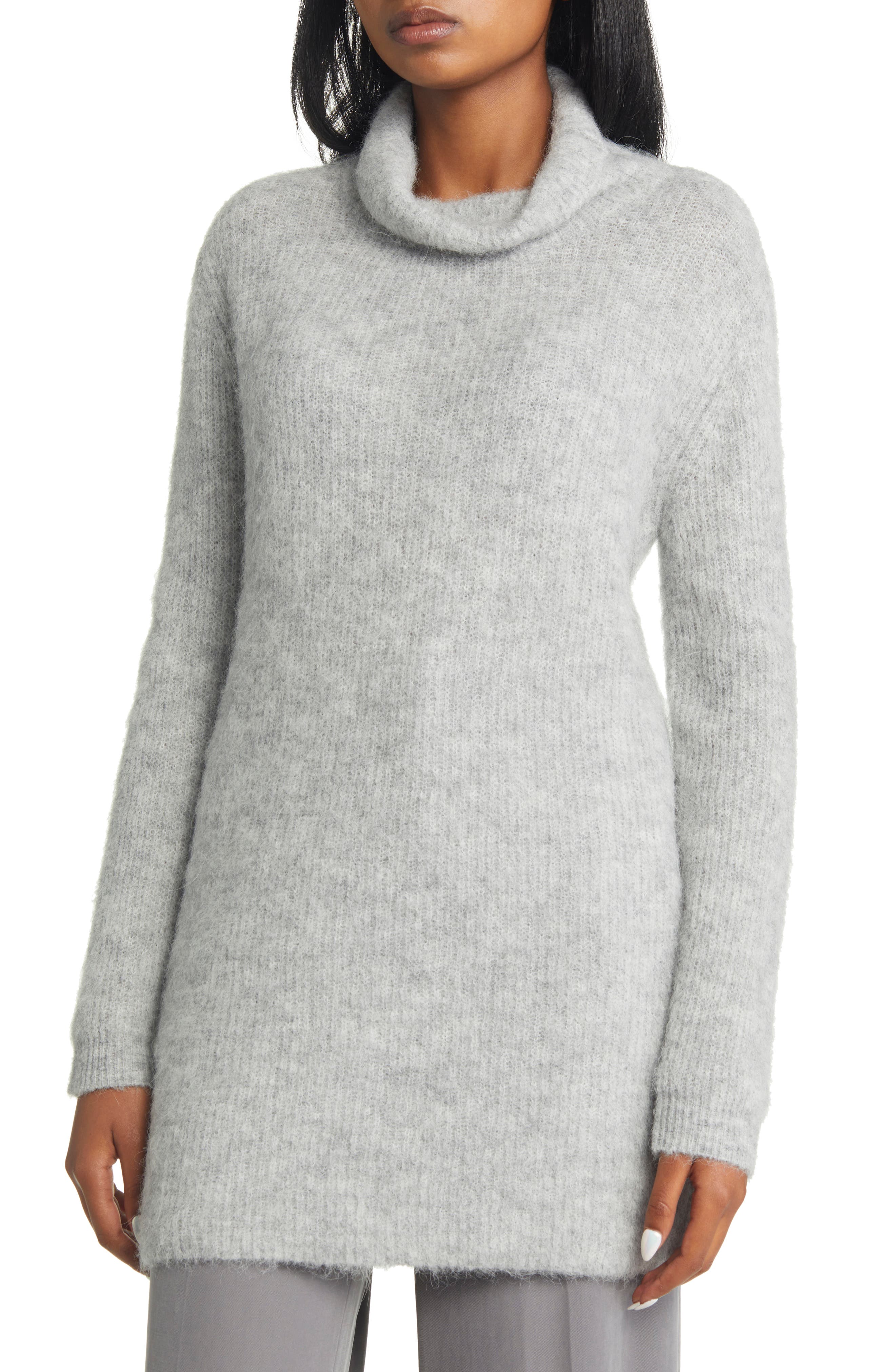 grey mock turtleneck sweater