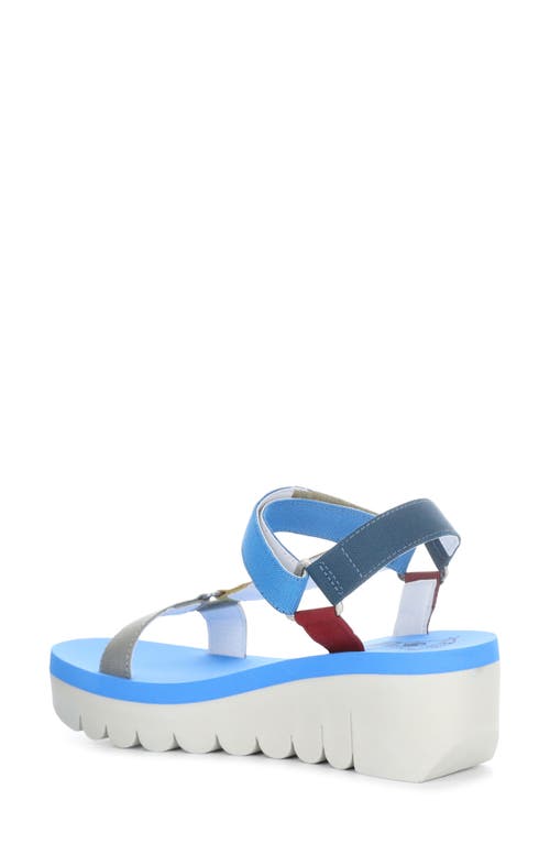 Shop Fly London Yefa Wedge Sandal In Multi/azure Grograin/cupido