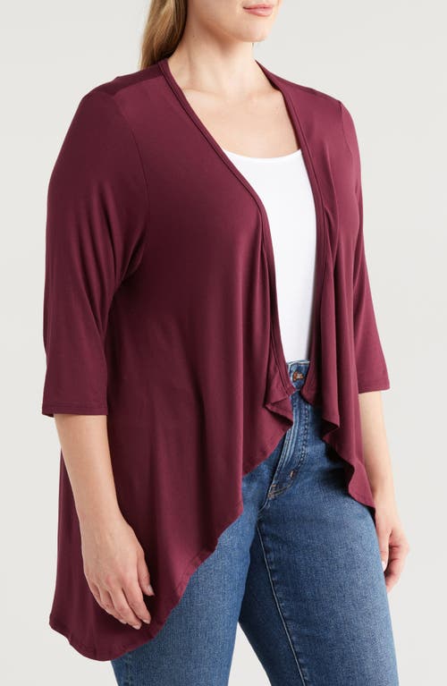 Shop 24seven Comfort Apparel Open Front Cardigan In Wine