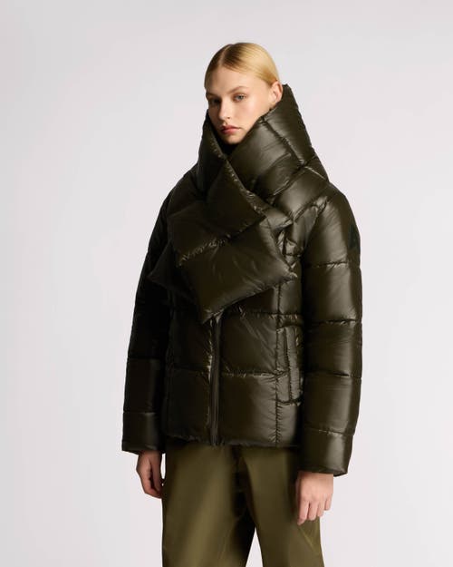 Alpenhaus Winekka 2-in-1 Reversible Puffer With Oversized Removable Scarf In Moss