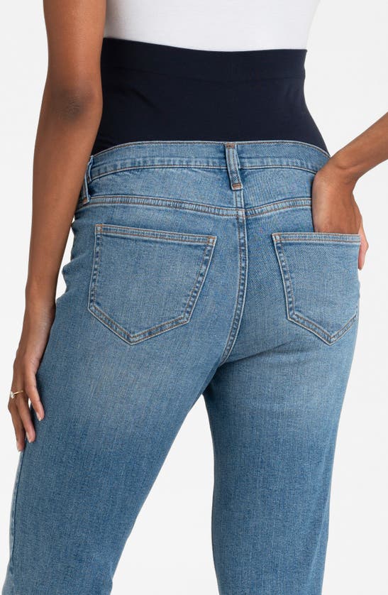 Shop Seraphine Over The Bump Skinny Maternity Jeans In Light Blue