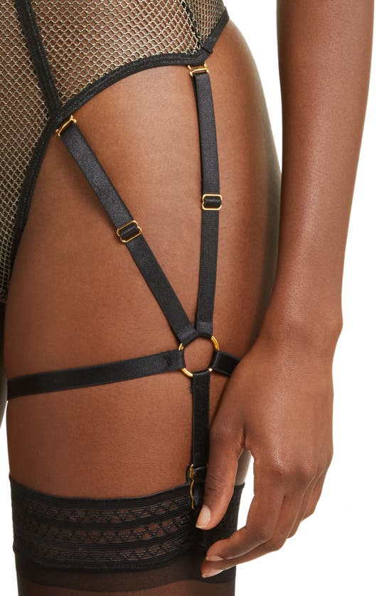 COQUETTE COQUETTE SHIMMERY UNDERWIRE FISHNET TEDDY WITH GARTER STRAPS