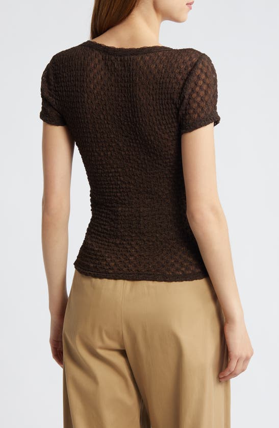 Shop Frame Textured Semisheer Mesh T-shirt In Chocolate Brown