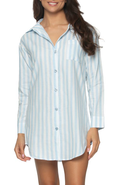 Felina Mirielle Sleep Shirt in Placid Blue Stripe at Nordstrom, Size Small