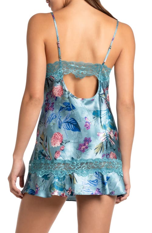 Shop In Bloom By Jonquil Joelle Lace Trim Satin Chemise In Adriatic Blue