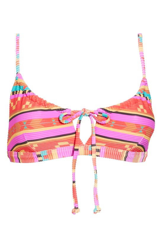 Shop Billabong Baja Rising Coco Tie Front Bralette Bikini Top In Bright Poppy