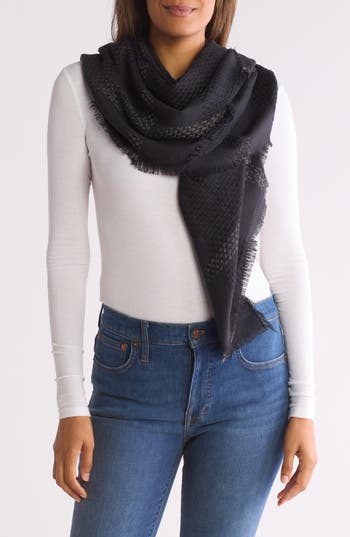 Vince Camuto Basketweave Scarf In Black