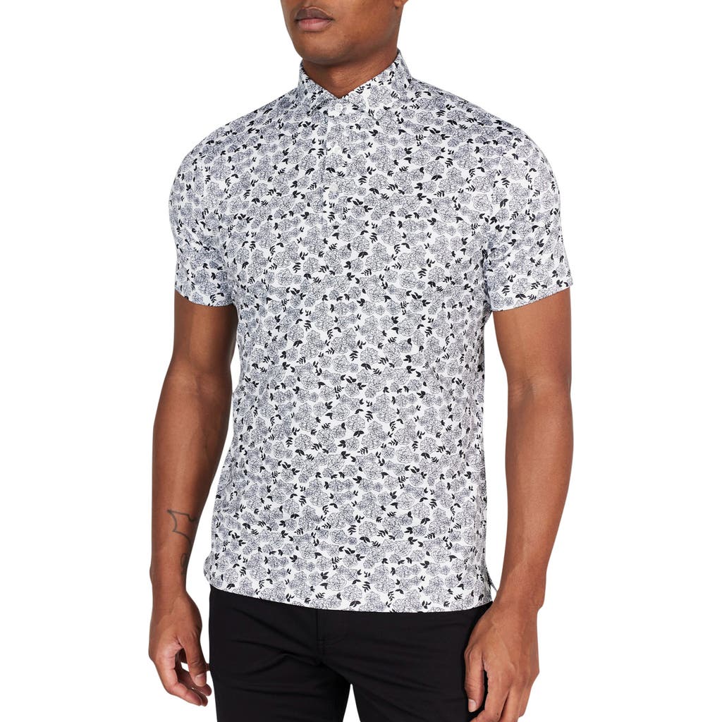 Redvanly Fordune Floral Performance Golf Polo In White