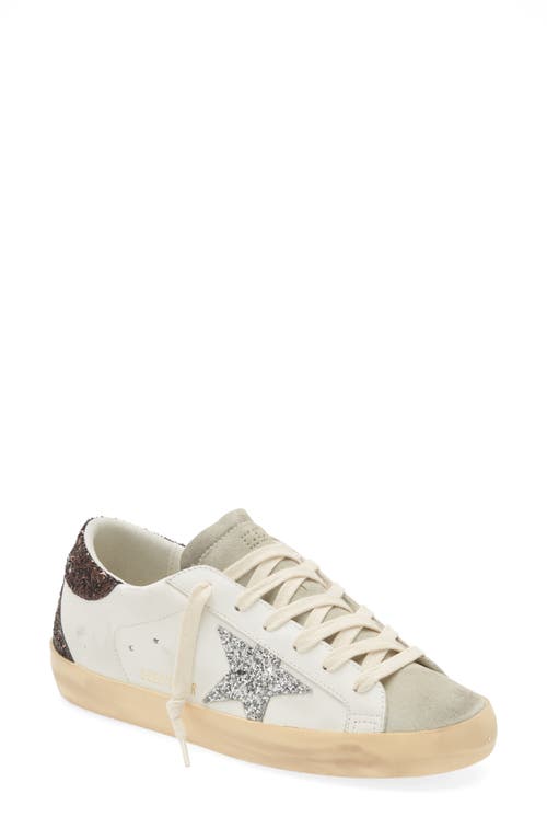 Golden Goose Super-Star Glitter Detail Low Top Sneaker White/Ice/Silver/Brown at Nordstrom,