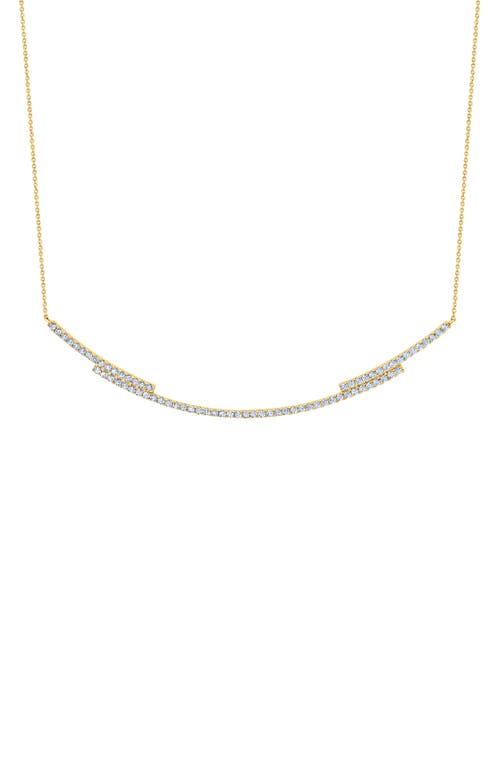 Cubic Zirconia Regal Long Bar Necklace in Gold