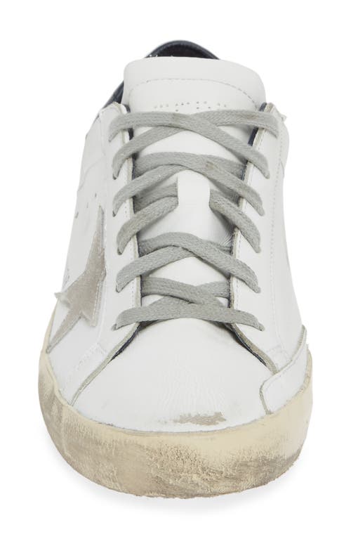 Golden Goose Superstar Distressed Leather Sneakers In White/ice/night Blue