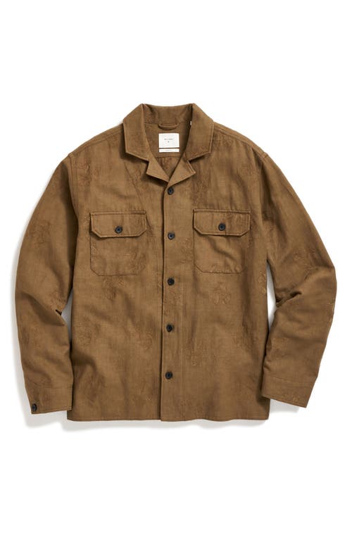 Billy Reid Pelican Gulf Embroidered Long Sleeve Linen & Cotton Camp Shirt Olive at Nordstrom,