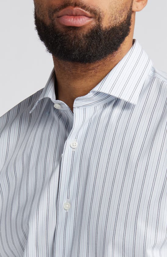 Shop Nordstrom Tech Smart Trim Fit Stripe Stretch Dress Shirt In Blue - White Mario Stripe