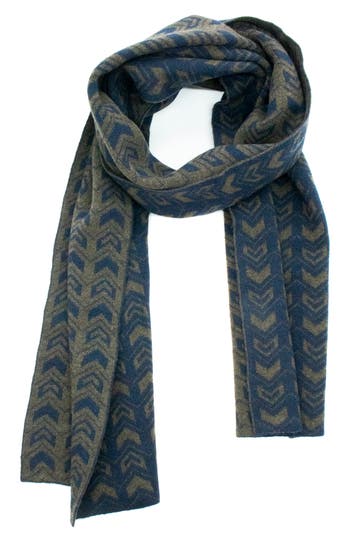 Portolano Jacquard Knit Scarf In Blue