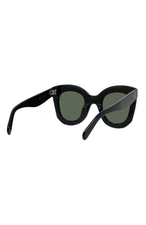 Shop Celine Special Fit 49mm Small Cat Eye Sunglasses In Black/green
