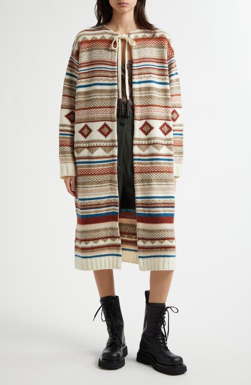 Shop Weekend Max Mara Divina Wool Blend Longline Cardigan In Brown