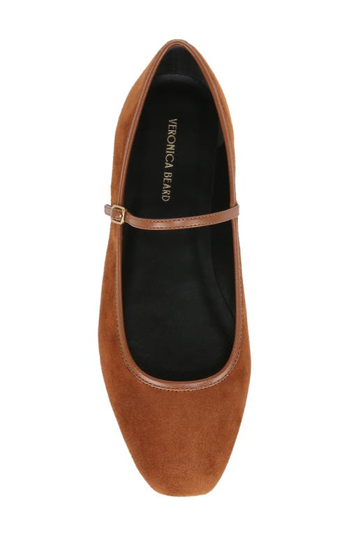 Veronica Beard Ellie Suede Mary Jane Ballerina Flats In Caramel