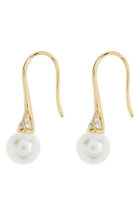 CZ & Imitation Pearl Earrings