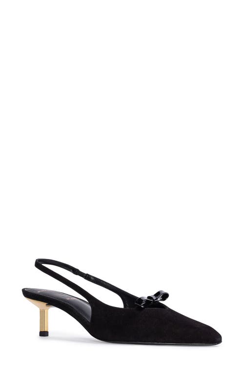 Black Suede Studio Adore Slingback Kitten Heel Pump In Black Suede