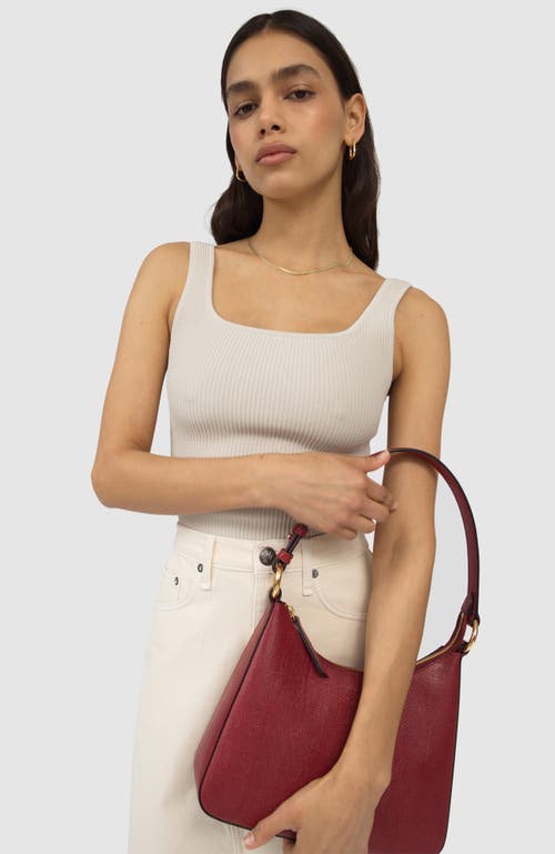 Shop Hyer Goods Upcycled Leather Medium Shoulder Bag In Cherry Red Lizard