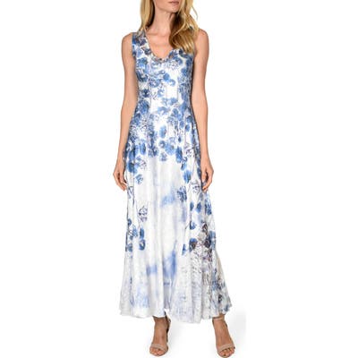 Komarov Lace-Up Maxi Dress, Blue