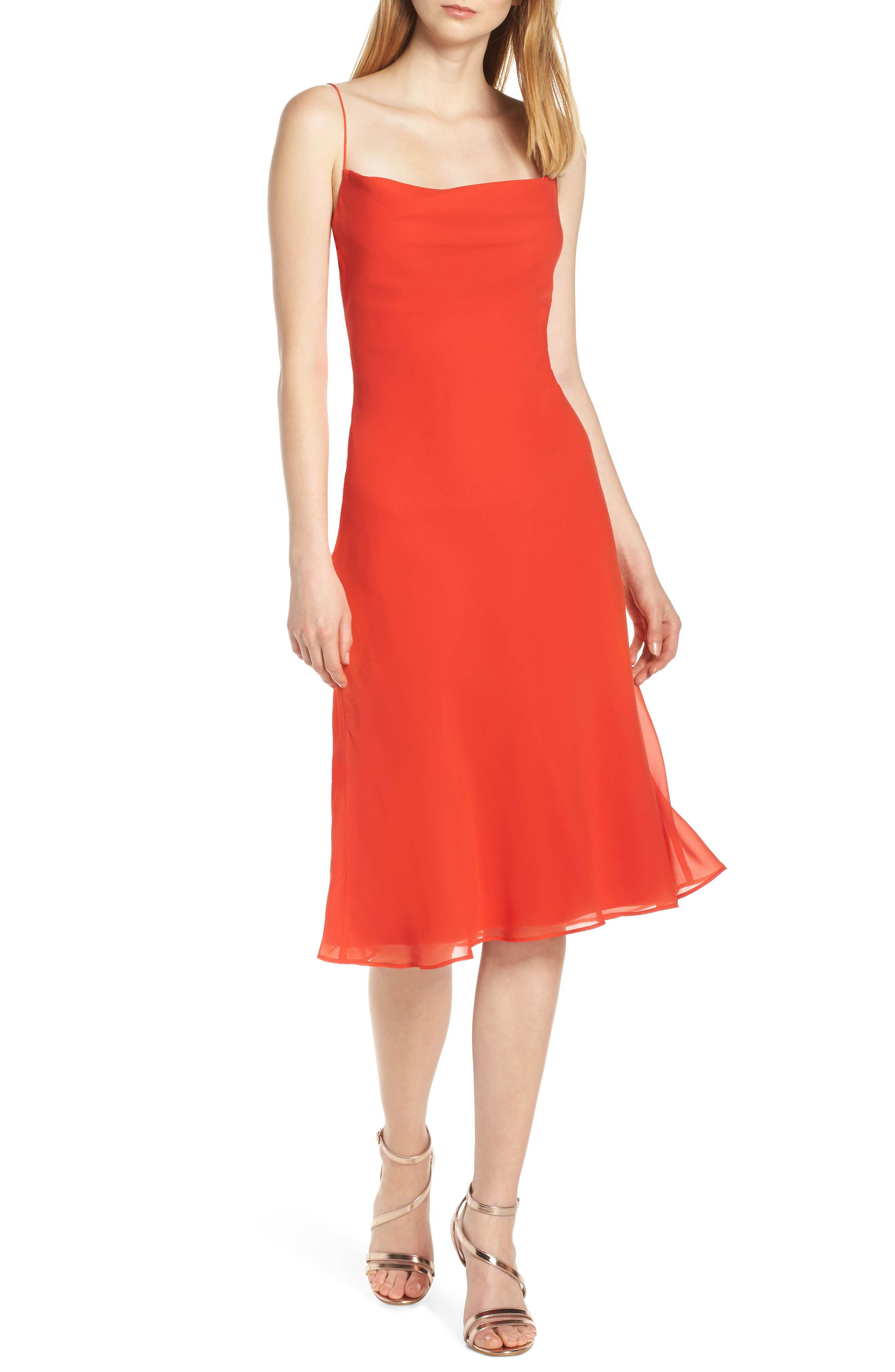 Finders Keepers Nostalgia Back Cutout Slipdress, Red