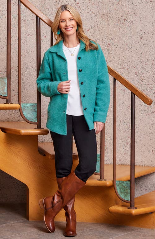 Karen Kane Brushed Shirt Jacket In Glass In Green